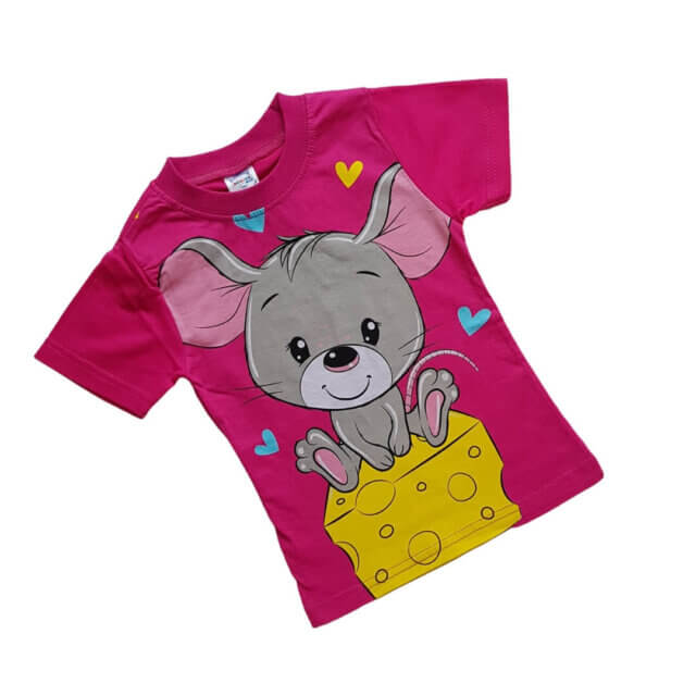 Яркая, красочная футболка с мышкой